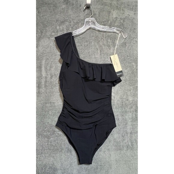 Profile By Gottex Pleat It Ruffle One Shoulder One Piece Swimsuit Sz. 10 NWT - Picture 2 of 4